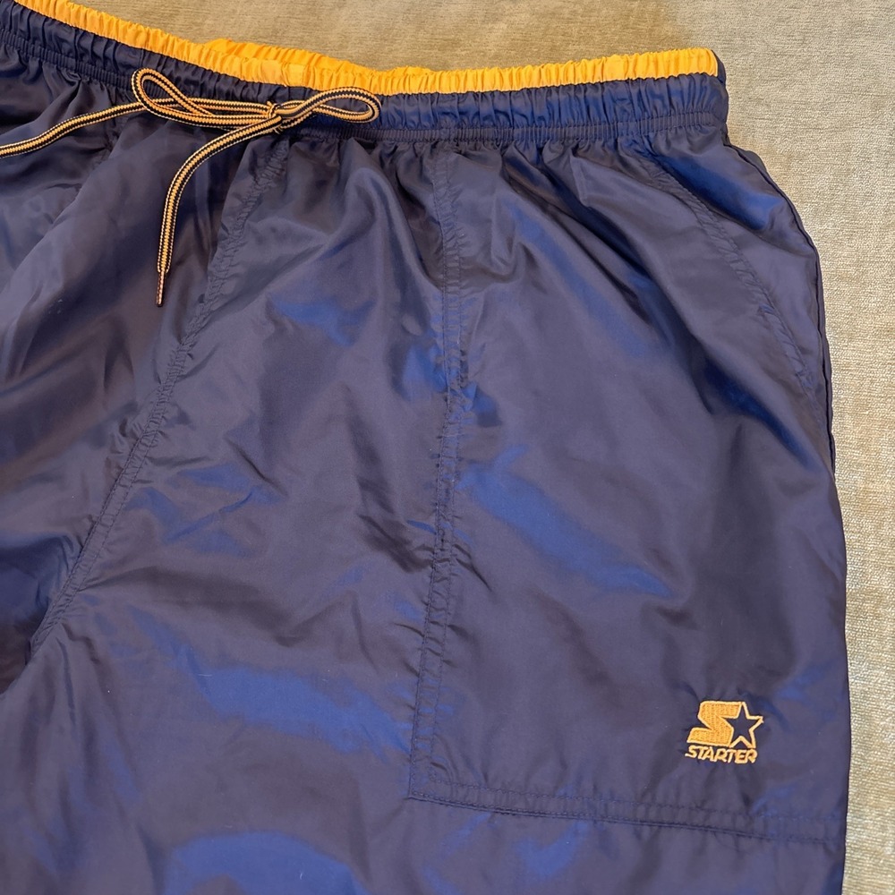 VTG Starter Track Pants Reversible Black Yellow Side Zip Workout Gym Pants SZ XL - Picture 3 of 11